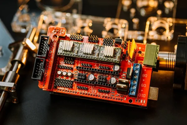 Parts for assembly cnc machine. arduino board for controlling the machine.