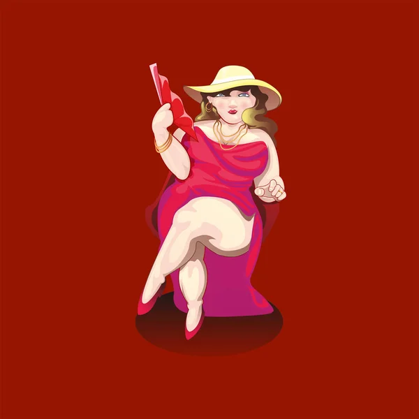Illustration Dessin Animé Mascotte Vectorielle Femme Taille — Image vectorielle