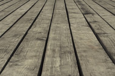 Old gray floorboards with gaps, closeup, background, texture, surfac
