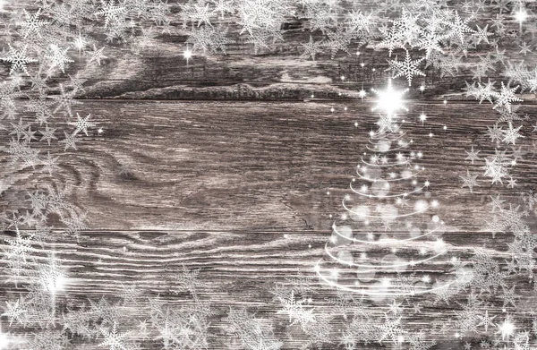 Christmas background illustration on wooden board — Stock Photo, Image