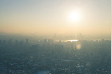 Seoul, Güney Kore cityscape görünümünde kış