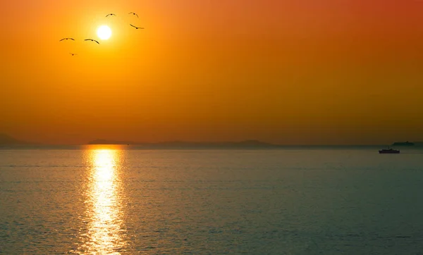 Amazing verão amanhecer vermelho — Fotografia de Stock