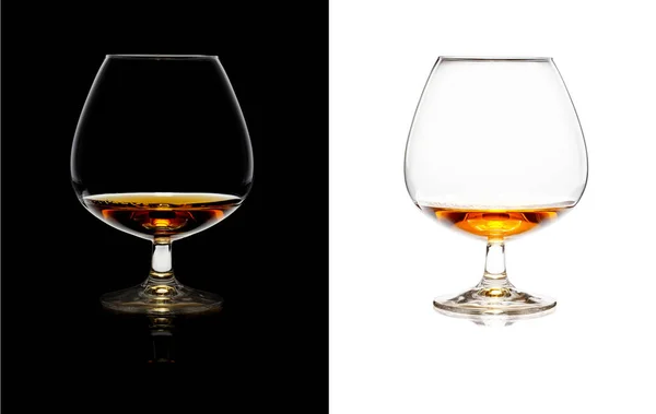 Glasses of whiskey over black and white isolated — Stock Photo, Image