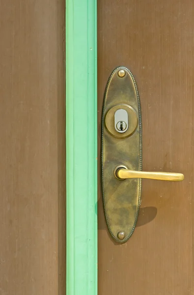 Klamka drzwi i drzwi drewniane — Zdjęcie stockowe
