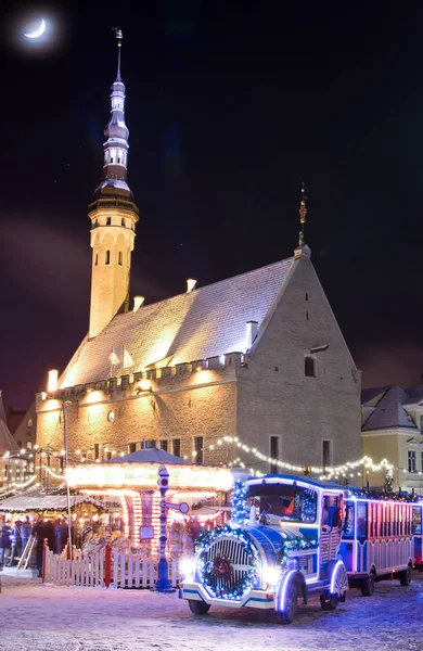 Noel tren ve Noel pazarı — Stok fotoğraf