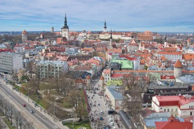 eski Tallinn şehir havadan görünümü
