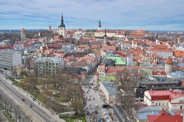 Vista aérea de la ciudad vieja de Tallinn —  Fotos de Stock