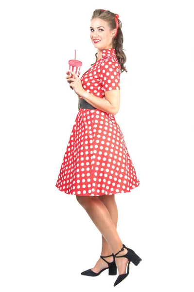 Young woman in red dress Royalty Free Stock Photos