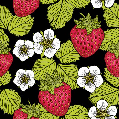 çilek ile Seamless modeli. grafik çizim stilize. vektör çizim