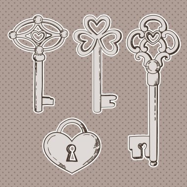 Antika anahtarlar. Vektör illüstrasyonu