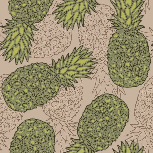 Seamless Pattern Pineapples Graphic Stylized Drawing Vector Illustration — Stock Vector