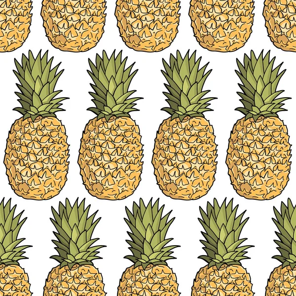 Nahtloses Muster Mit Ananas Grafisch Stilisierte Zeichnung Vektorillustration — Stockvektor