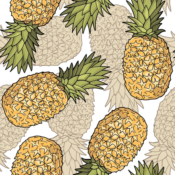 Seamless Pattern Pineapples Graphic Stylized Drawing Vector Illustration — Stock Vector