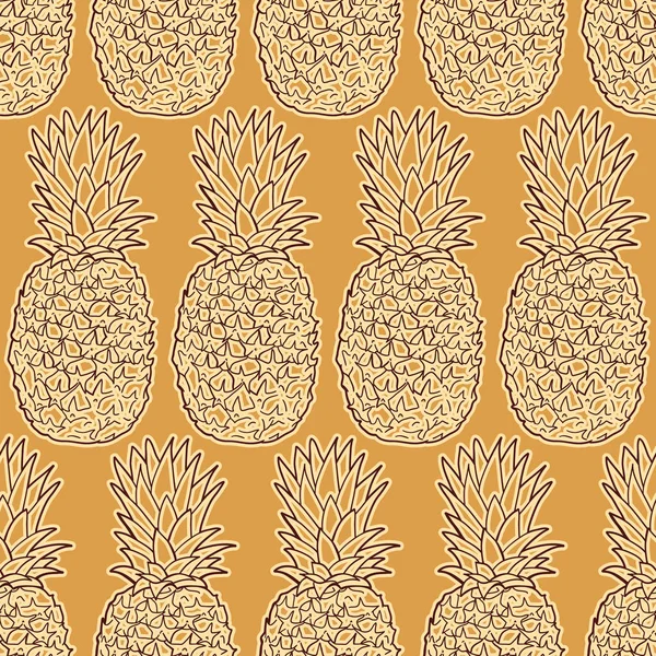 Seamless Pattern Pineapples Graphic Stylized Drawing Vector Illustration — Stock Vector