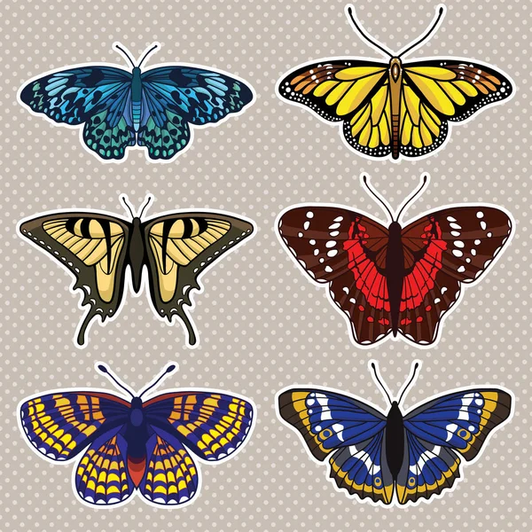 Conjunto Vectores Con Mariposas Aisladas Sobre Fondo Blanco — Archivo Imágenes Vectoriales