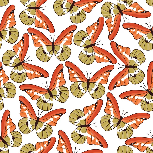 Vector Seamless Pattern Butterflies — Stock Vector