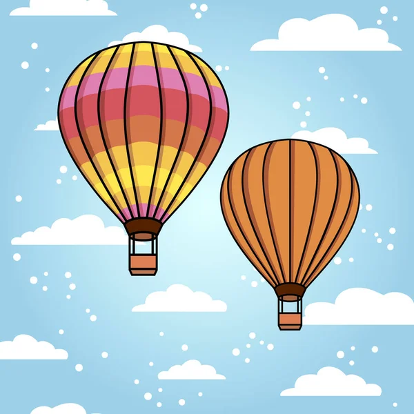 空気球と雲のベクトル背景 — ストックベクタ