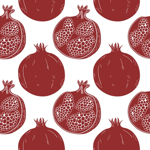 Vector Seamless Pattern Hand Drawn Pomegranates — Stock Vector