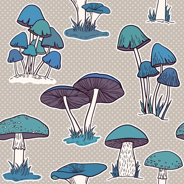 Colorful Mushrooms Seamless Vector Pattern — Stock Vector