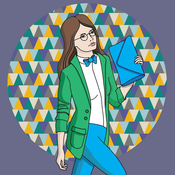 Modelo Moda Una Mujer Boceto Ilustración Vectorial Dibujada Mano — Vector de stock