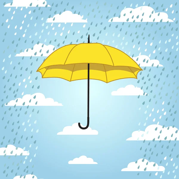 Romantic Card Umbrella Rain Vector Illustration — Stock Vector