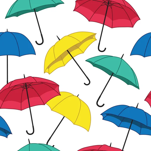 Vector Seamless Pattern Bright Umbrellas — Stock Vector
