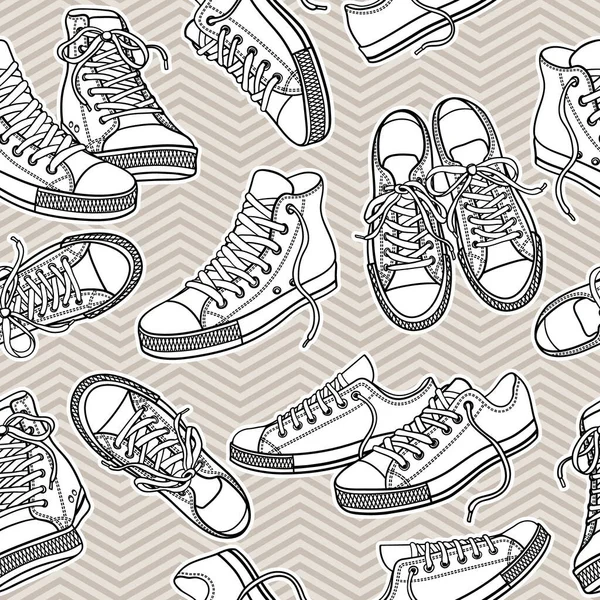 Vector Seamless Pattern Sneakers — Stock Vector