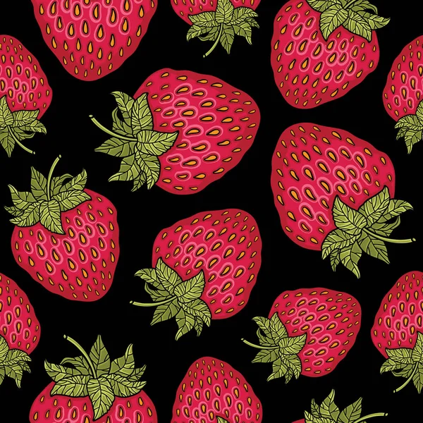 Seamless Pattern Strawberries Graphic Stylized Drawing Vector Illustration — Stock Vector