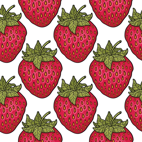 Naadloze Patroon Met Aardbeien Afbeelding Gestileerde Tekening Vectorillustratie — Stockvector