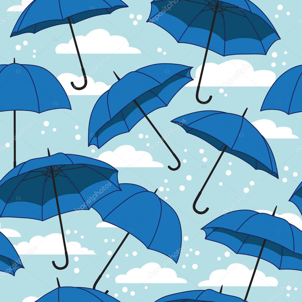 Vector seamless pattern with bright umbrellas
