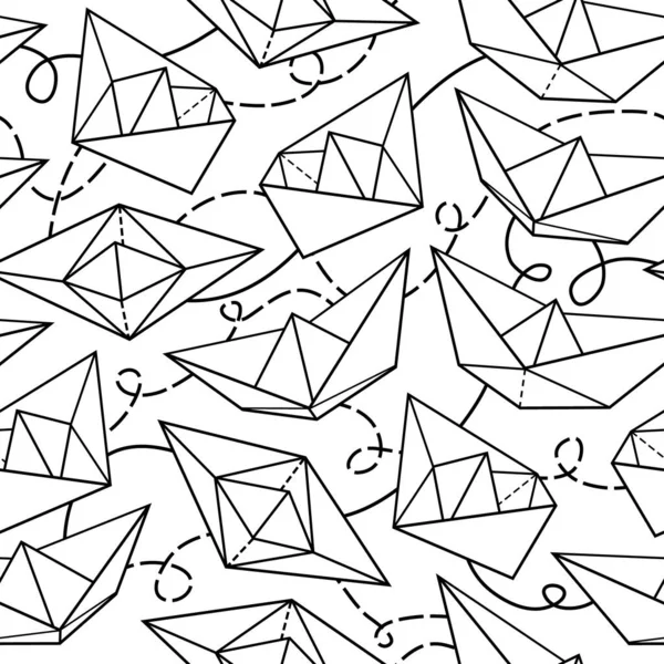 Vector Seamless Pattern Paper Ships — Stock Vector