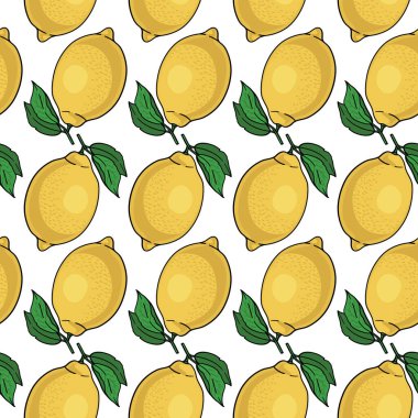 Sarı limon ile Seamless modeli. Vektör çizim.
