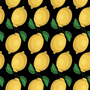 Sarı limon ile Seamless modeli. Vektör çizim.