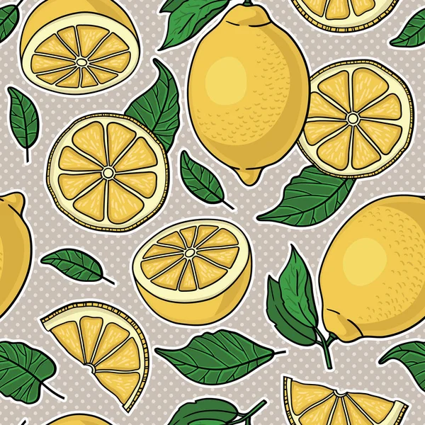 Nahtloses Muster Mit Gelben Zitronen Vektorillustration — Stockvektor