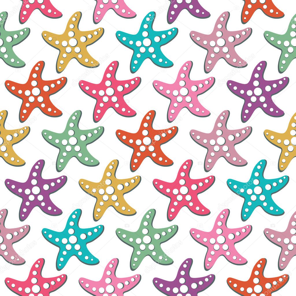 Vector seamless pattern with sea stars