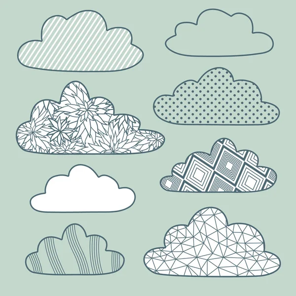 Vector Set Isolated Clouds — Stock Vector