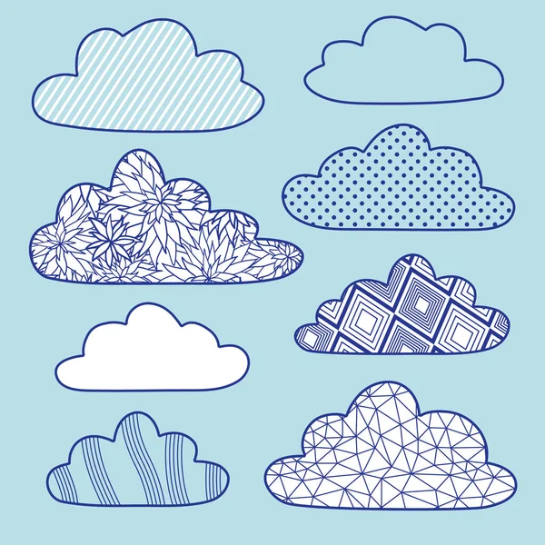 Vector Set Isolated Clouds — Stock Vector