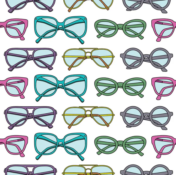 Pola Vektor Mulus Dengan Kacamata Dan Kacamata Hitam - Stok Vektor