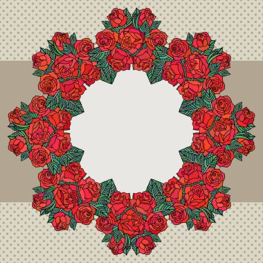 Güller ve metin yerleriyle eski okul çerçevesini vektörle