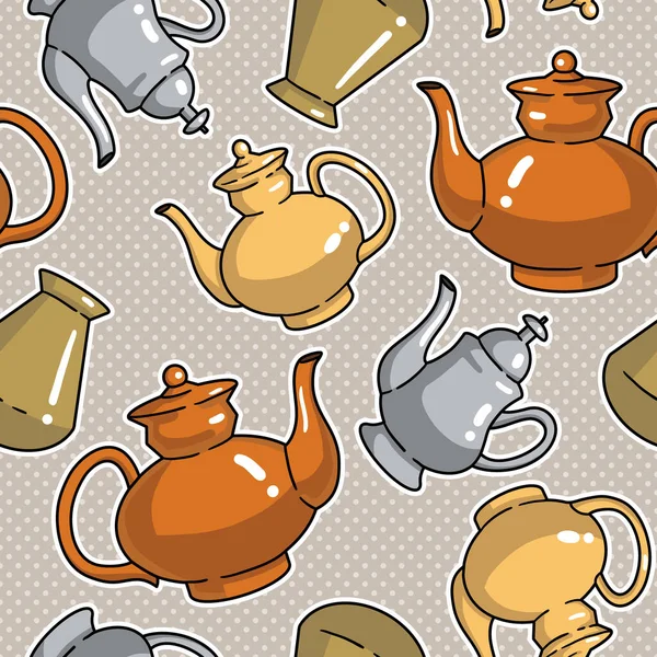 Vector seamless pattern with kettles