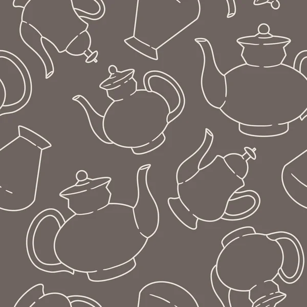 Векторный Бесшовный Рисунок Чайниками — стоковый вектор