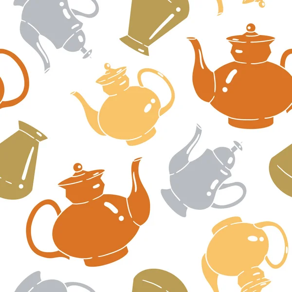 Vector seamless pattern with kettles