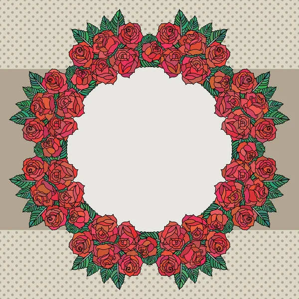 Vector Old School Frame Roses Text Place — Stock Vector