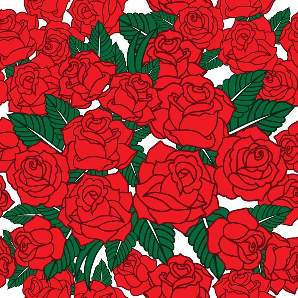 Vector Patrón Sin Costura Con Rosas — Vector de stock