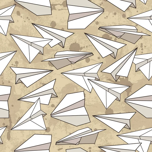 Vector Seamless Pattern Paper Planes Creative Texture Design — Stock Vector