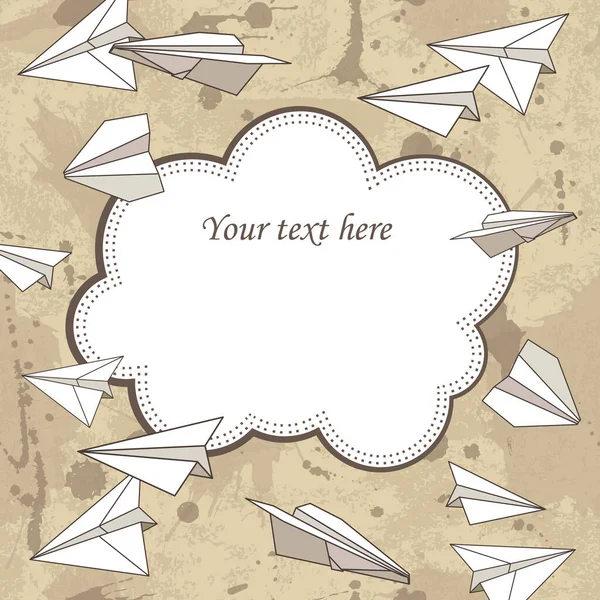 Vector Vintage Frame Paper Planes Text Place — Stock Vector