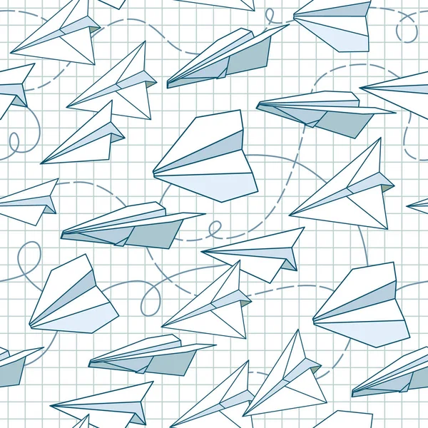 Vector Seamless Pattern Paper Planes Creative Texture Design — Stock Vector