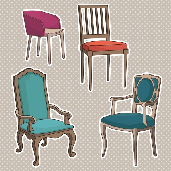 Vector Set Van Geïsoleerde Fauteuils Stoelen — Stockvector