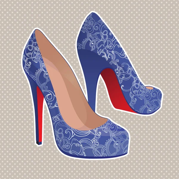 Belle Paire Chaussures Vintage Mode Avec Des Fleurs Illustration Vectorielle — Image vectorielle