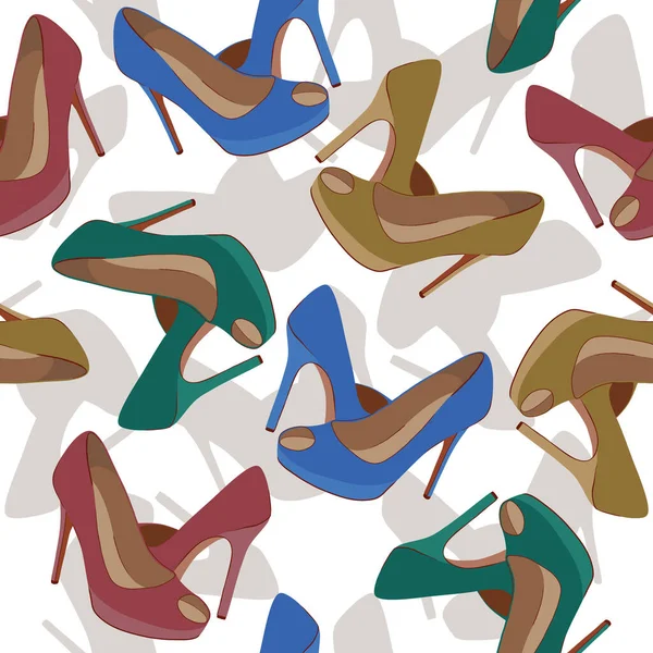 Patrón Sin Costura Vectorial Con Zapatos Moda Brillantes — Archivo Imágenes Vectoriales